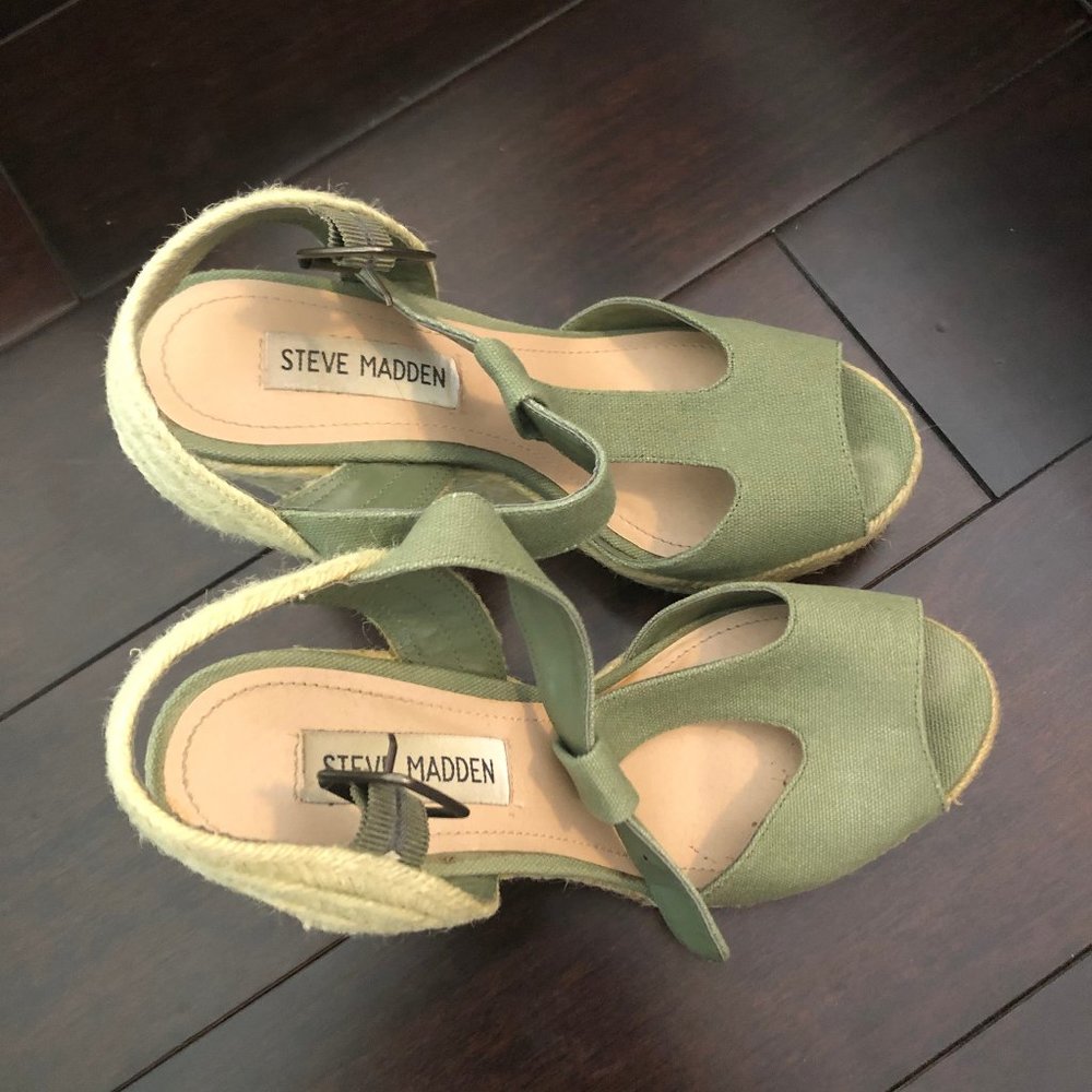 Olive Green Steve Madden Espadrille Wedges